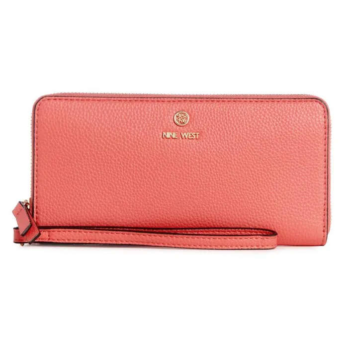 Linnette Zip Around Wallet With Wristlet Coral WomenMen Nine West Clutches and Wallets