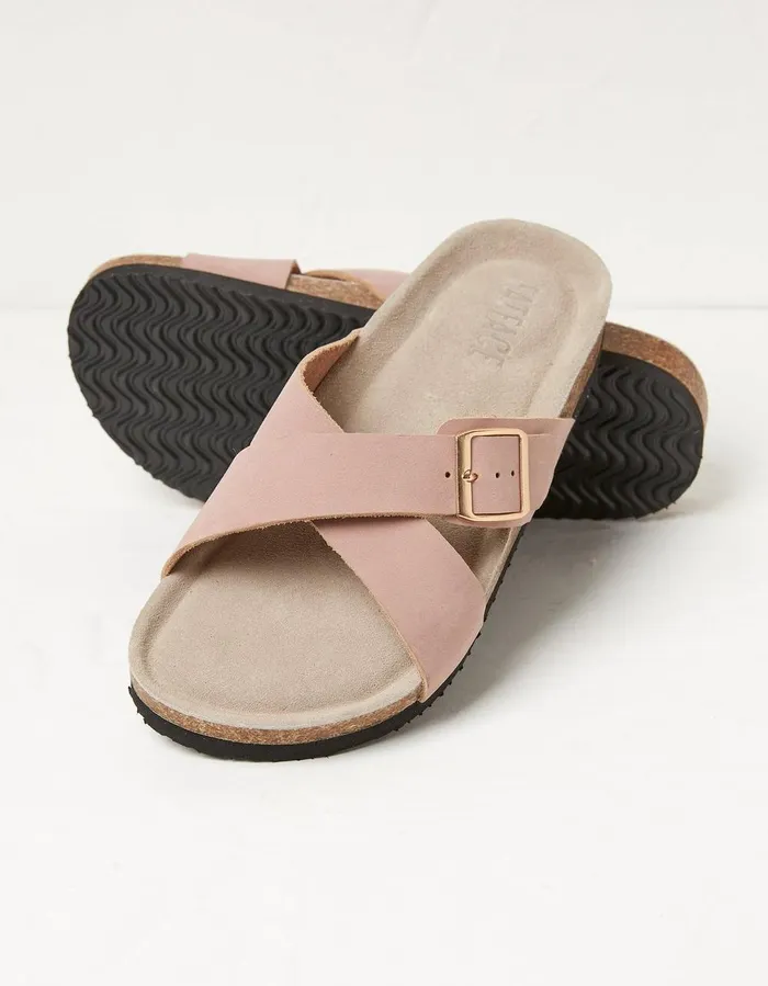 Lois Crossover Footbed Sandal Rose Pink Women FatFace Sandals