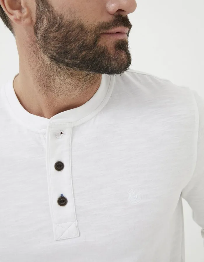 Long Sleeve Slub Henley T Shirt White Men FatFace TShirts