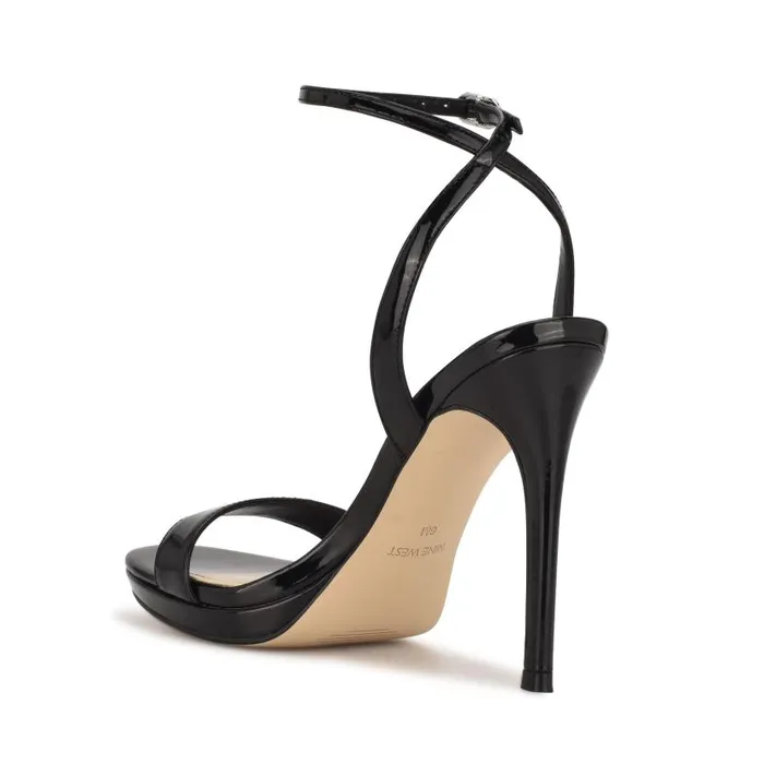 Loola Ankle Strap Sandals Black Women Nine West Heels