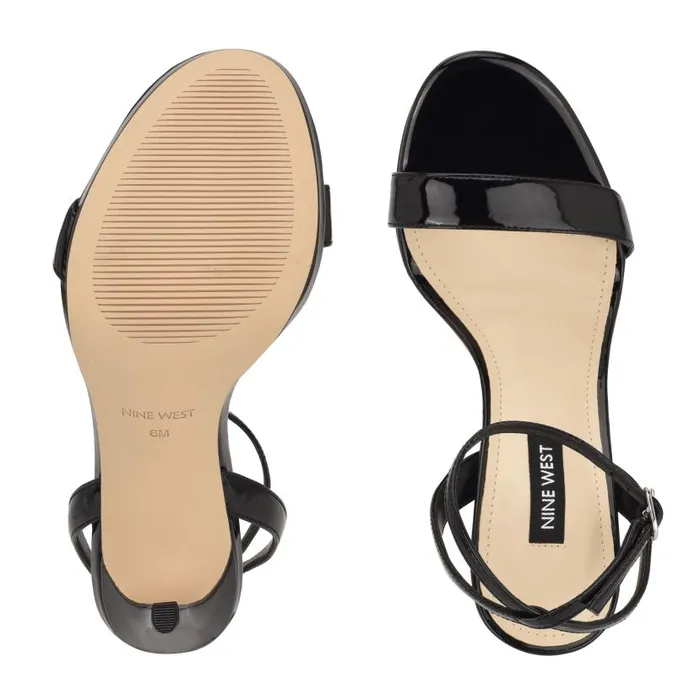 Loola Ankle Strap Sandals Black Women Nine West Heels