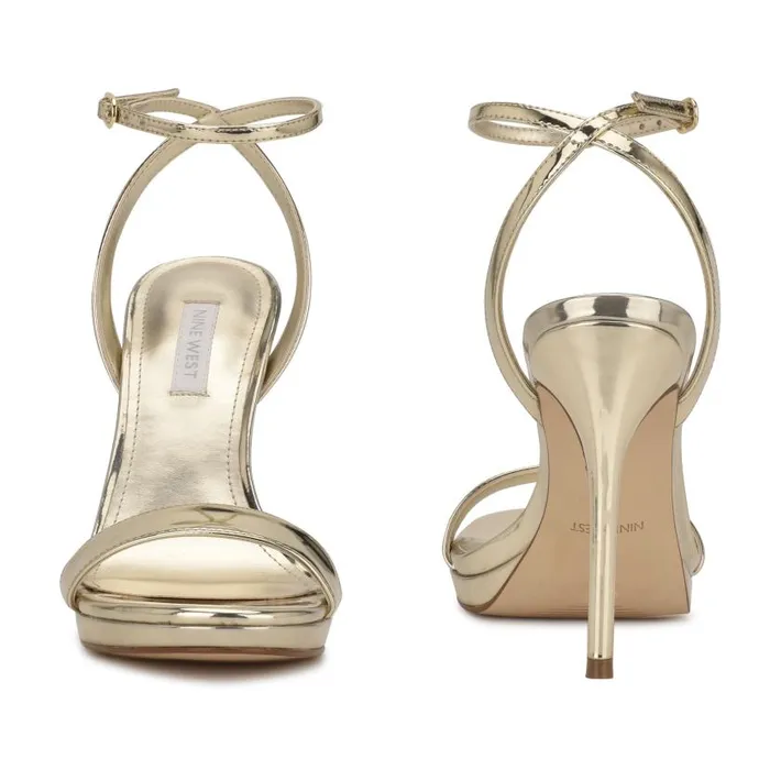 Loola Ankle Strap Sandals Platino Women Nine West Heels