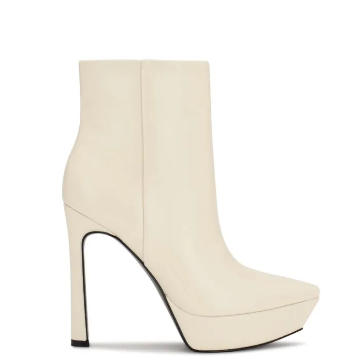 Loraa Platform Booties Chic Cream Women Nine West Heels