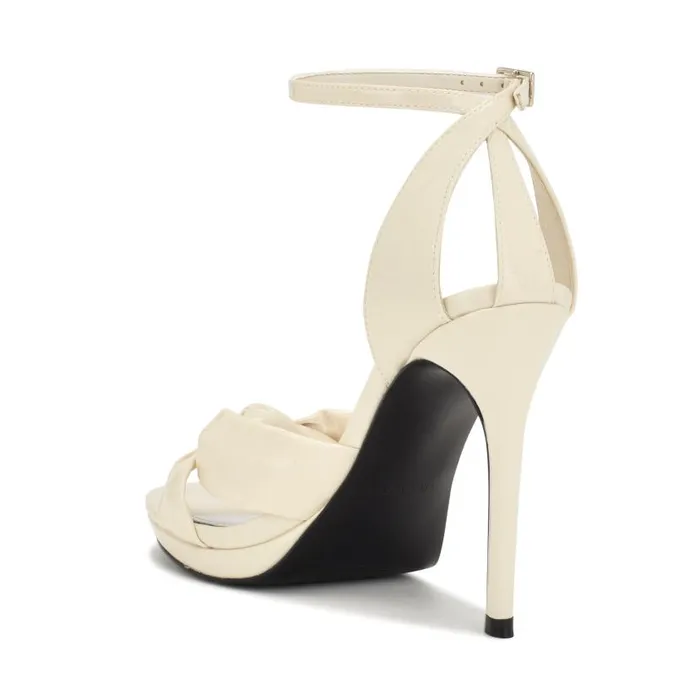 Lovya Ankle Strap Sandals Chic Cream Patent Women Nine West Heels