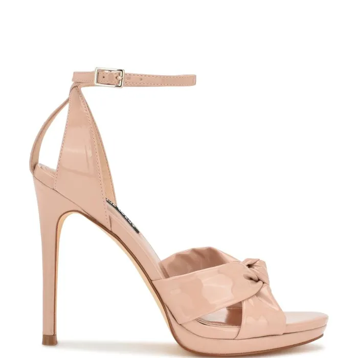 Lovya Ankle Strap Sandals Light Natural Patent Women Nine West Heels