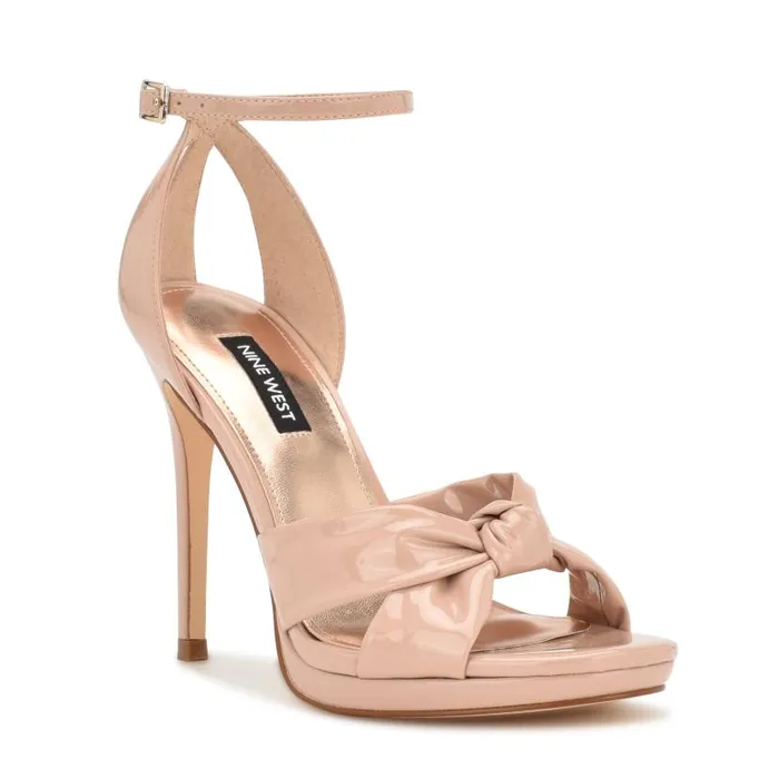 Lovya Ankle Strap Sandals Light Natural Patent Women Nine West Heels