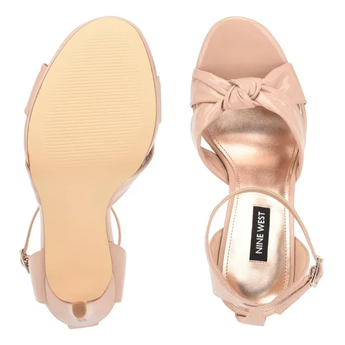 Lovya Ankle Strap Sandals Light Natural Patent Women Nine West Heels