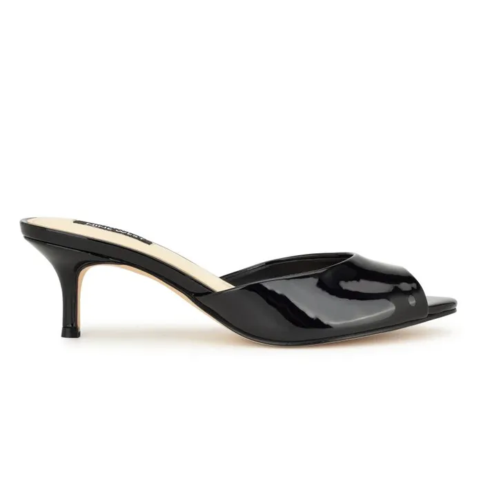 Luvlie Heeled Slide Sandals Black Patent Women Nine West Sandals