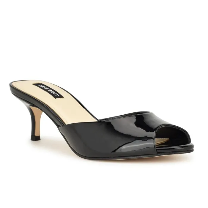 Luvlie Heeled Slide Sandals Black Patent Women Nine West Sandals