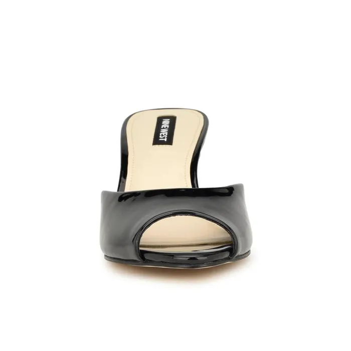 Luvlie Heeled Slide Sandals Black Patent Women Nine West Sandals