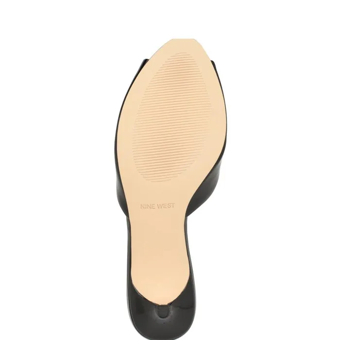 Luvlie Heeled Slide Sandals Black Patent Women Nine West Sandals