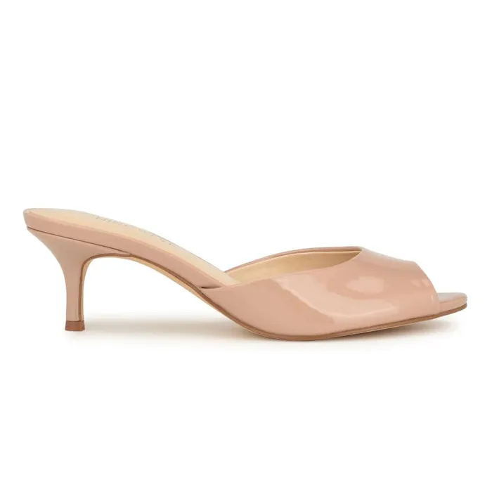 Luvlie Heeled Slide Sandals Natural Patent Women Nine West Sandals