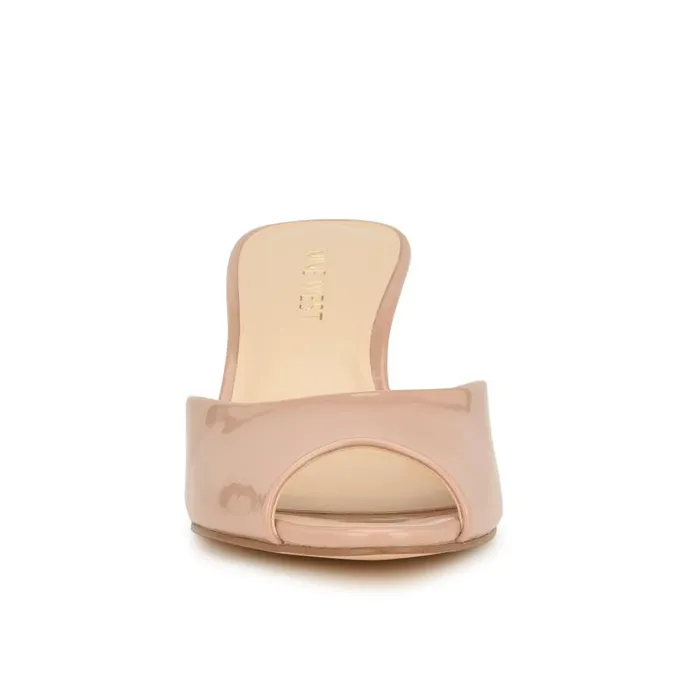 Luvlie Heeled Slide Sandals Natural Patent Women Nine West Sandals