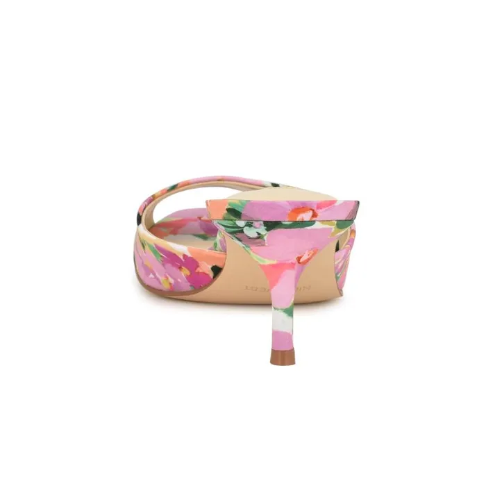 Luvlie Heeled Slide Sandals Pink Floral Women Nine West Sandals