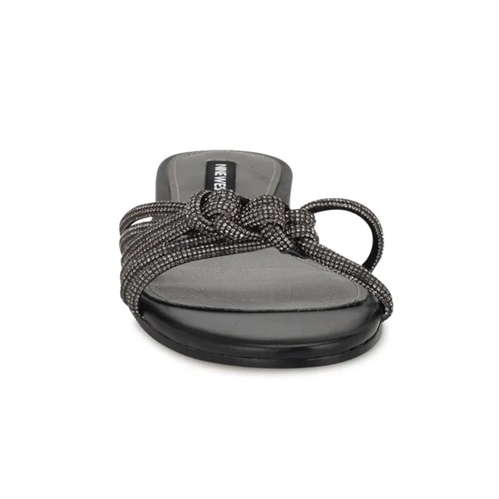 Luxury Flat Slide Sandals Black Women Nine West Sandals