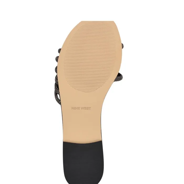 Luxury Flat Slide Sandals Black Women Nine West Sandals
