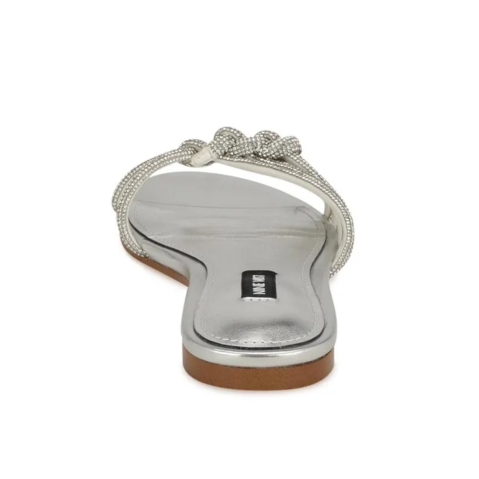 Luxury Flat Slide Sandals Silver Women Nine West Sandals