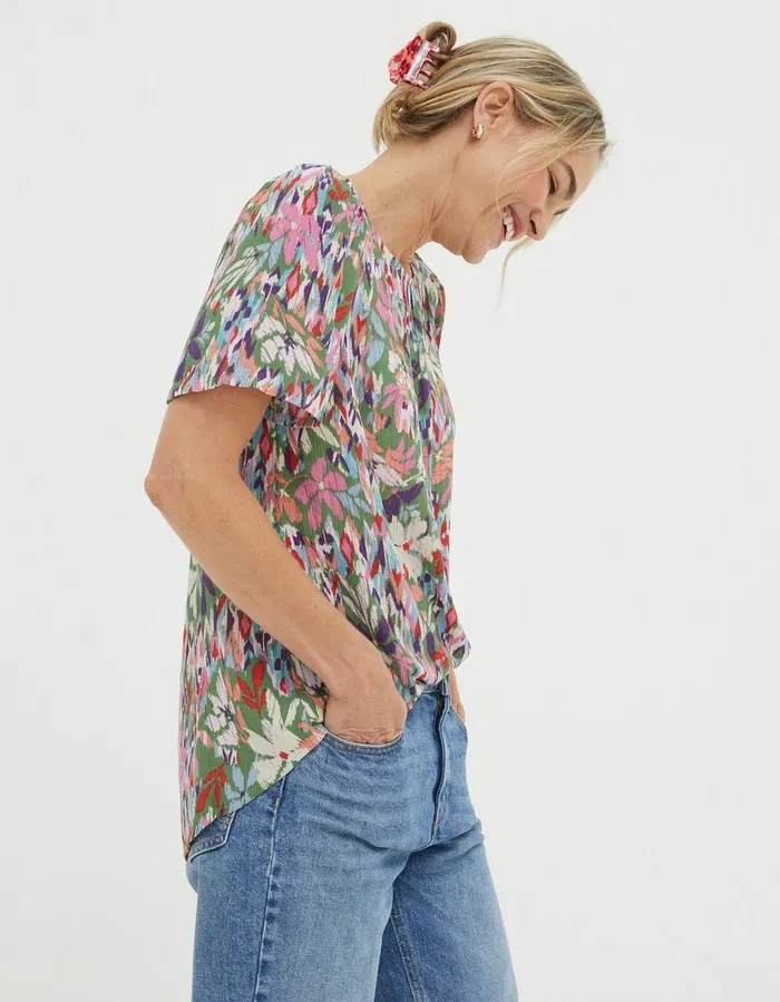 Lyndy Expressive Floral Blouse Light Green Women FatFace Shirts and Blouses