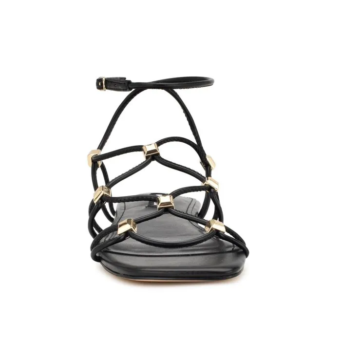 Majah Strappy Flat Sandals Black Women Nine West Sandals