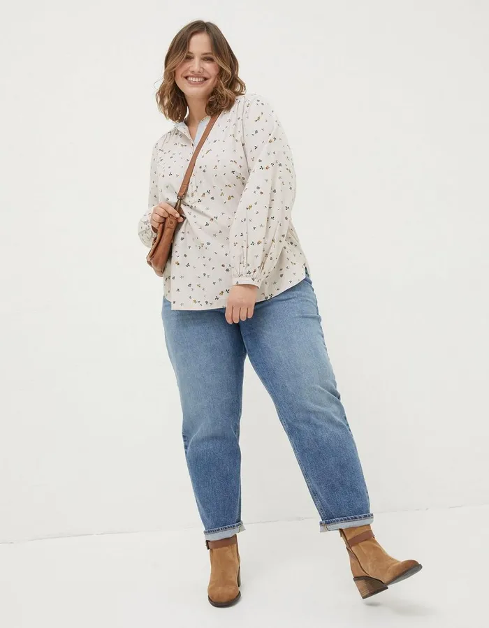 Mallie Ditsy Shirt Oatmeal Women FatFace Shirts and Blouses