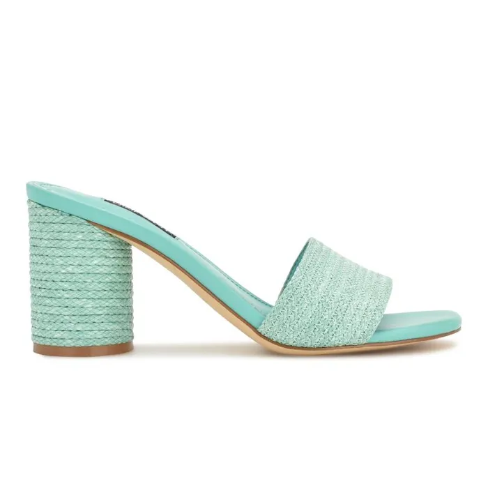 Mapeli Heeled Slide Sandals Aqua Blue Women Nine West Heels