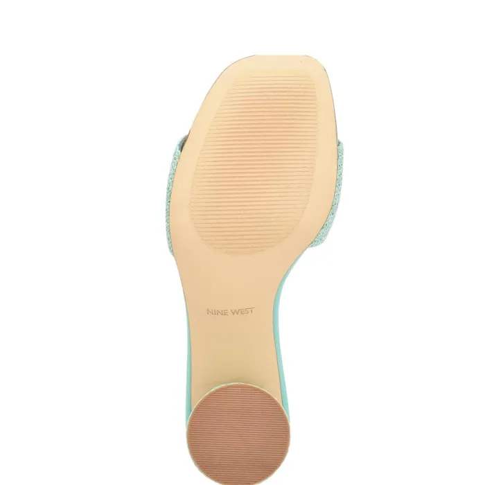 Mapeli Heeled Slide Sandals Aqua Blue Women Nine West Heels