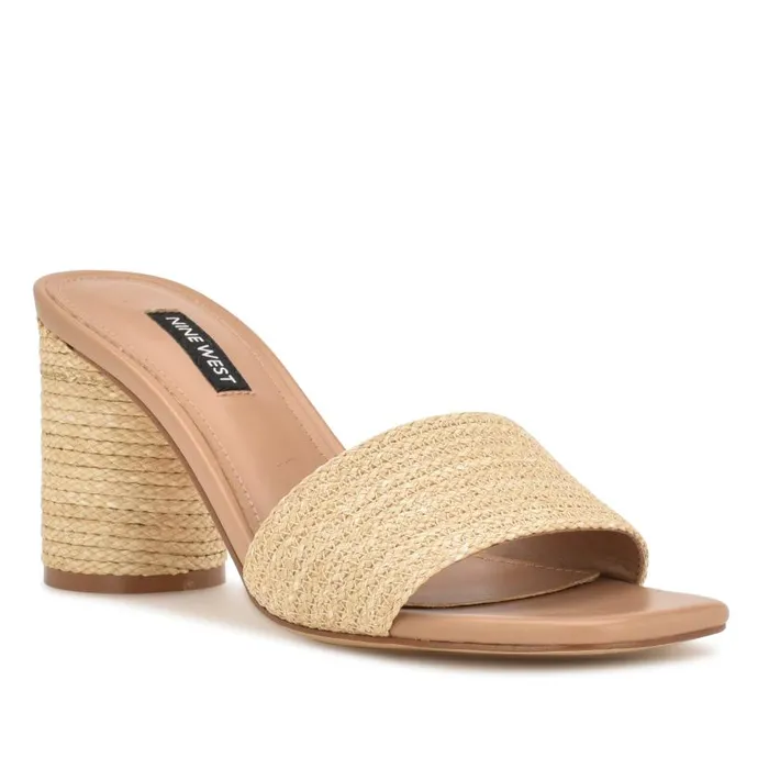 Mapeli Heeled Slide Sandals Natural Women Nine West Sandals