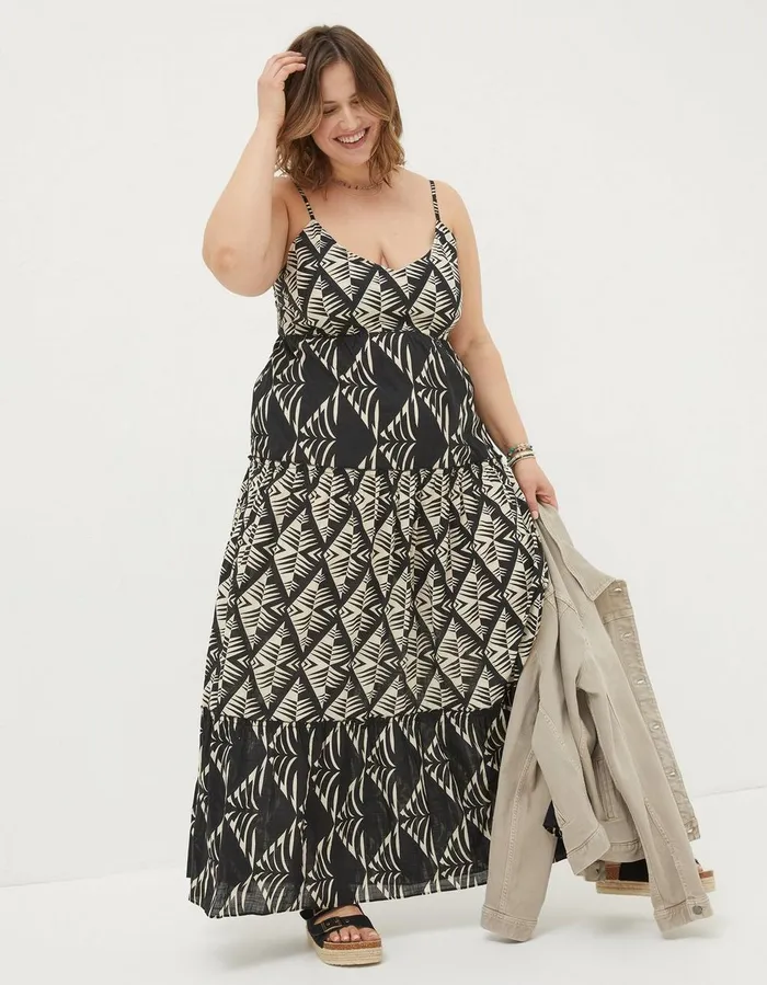 Marnie Mono Geo Beach Dress Black Women FatFace Beachwear and Swimwear