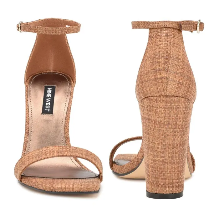 Marrie Ankle Strap Sandals Brown Raffia Women Nine West Sandals