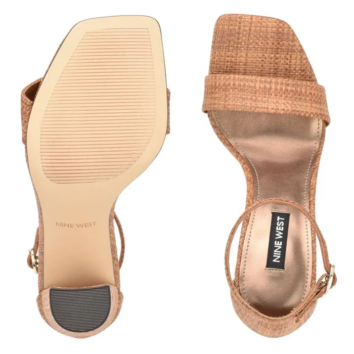 Marrie Ankle Strap Sandals Brown Raffia Women Nine West Sandals