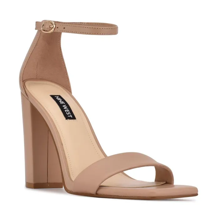 Marrie Ankle Strap Sandals Nude Leather Women Nine West Sandals