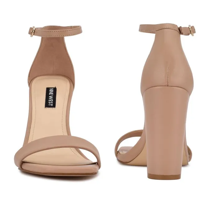 Marrie Ankle Strap Sandals Nude Leather Women Nine West Sandals