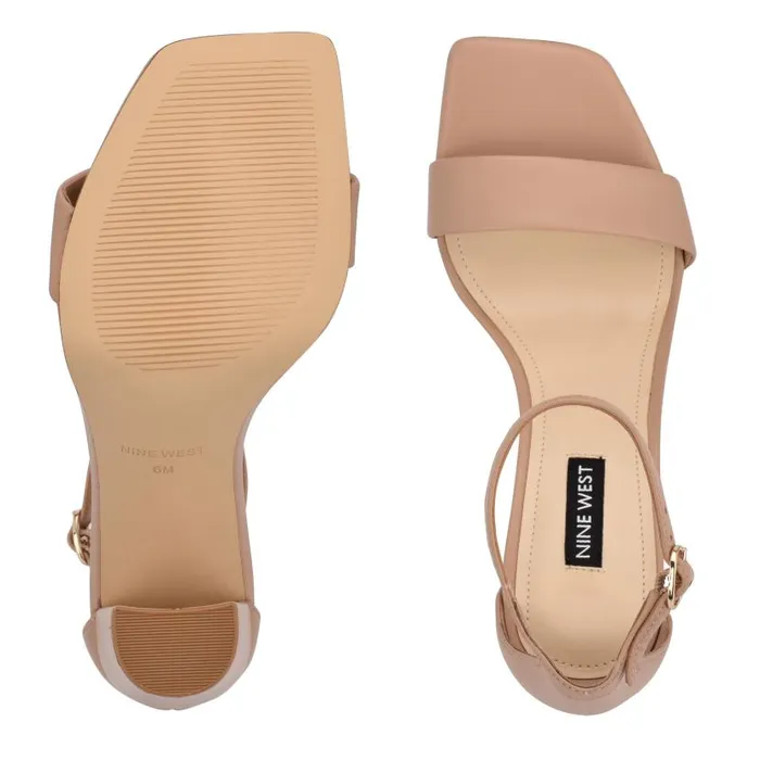 Marrie Ankle Strap Sandals Nude Leather Women Nine West Sandals