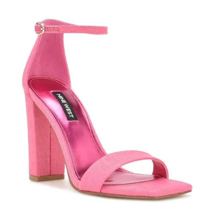 Marrie Ankle Strap Sandals Pink Raffia Women Nine West Sandals