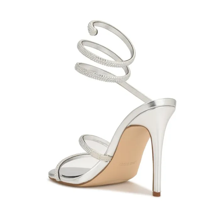 Maskil Ankle Wrap Heeled Sandals Silver Shimmer Women Nine West Heels