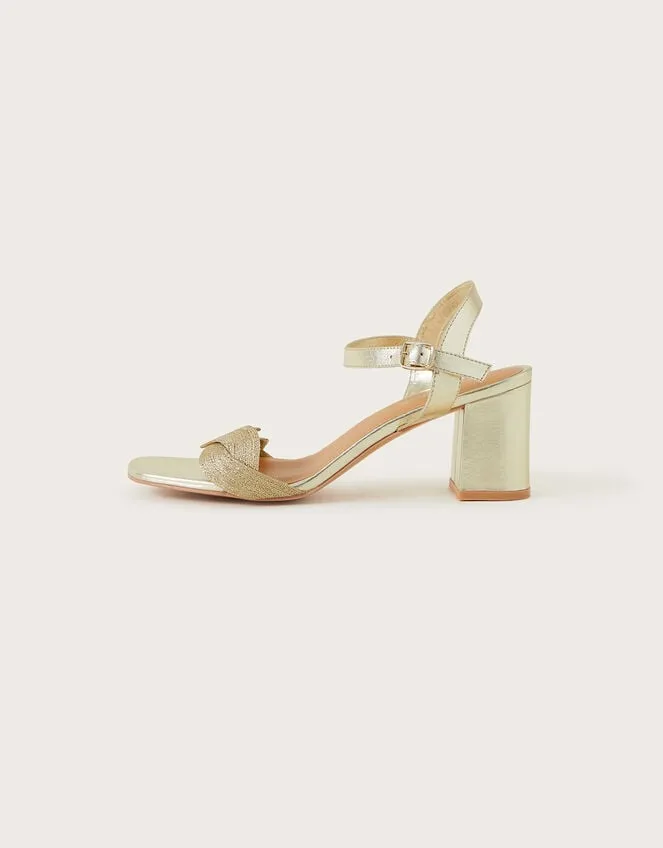 Massie Plait Detail Block Heeled Sandals Gold Women Monsoon Sandals