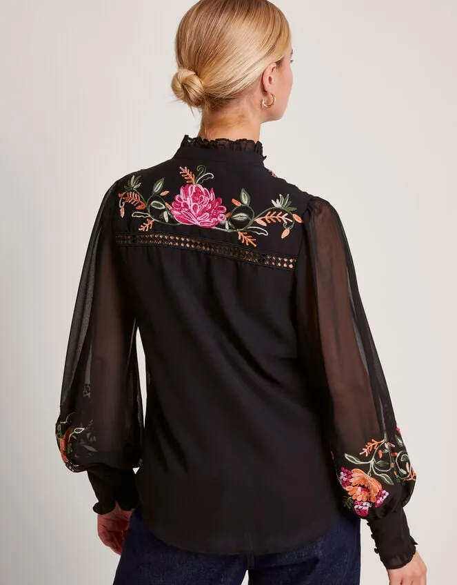 Matilda Embroidered Blouse Black Women Monsoon Tops and Blouses
