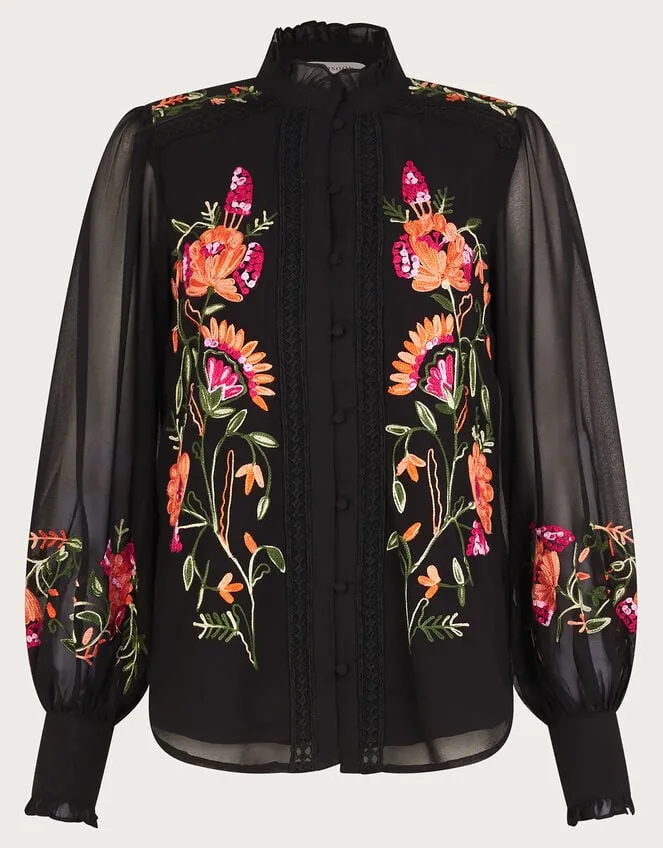 Matilda Embroidered Blouse Black Women Monsoon Tops and Blouses
