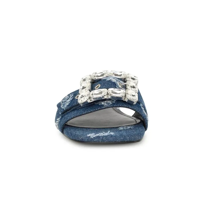 Matter Buckle Flat Sandals Dark Denim Women Nine West Sandals