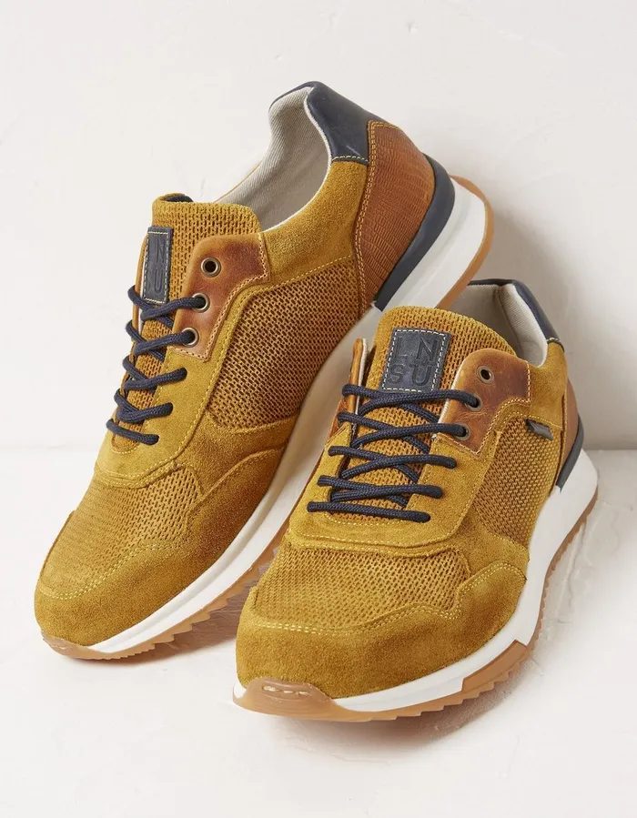 Men039s Leather Trainers Mustard Men FatFace Trainers