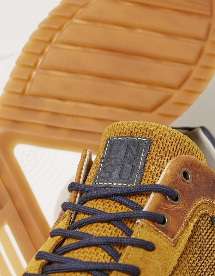 Men039s Leather Trainers Mustard Men FatFace Trainers