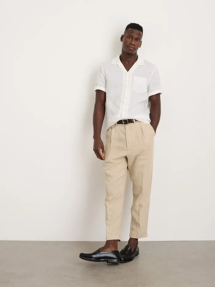 Men Alex Mill Shirts Camp Shirt In Linen White