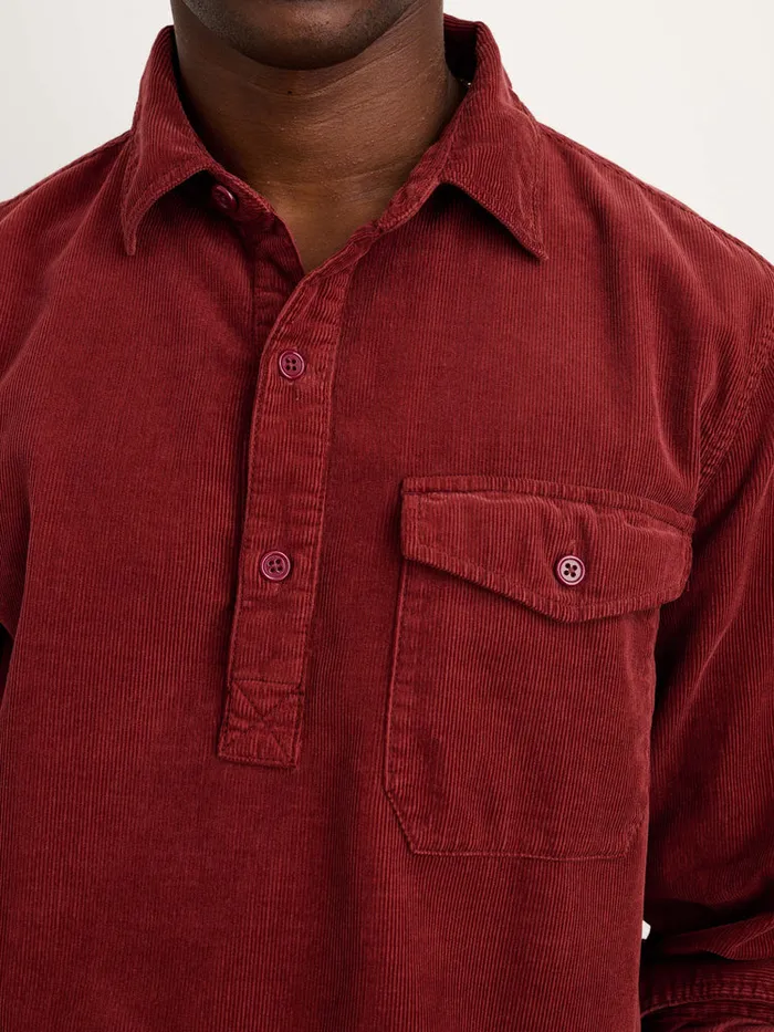 Men Alex Mill Shirts Carter Popover Shirt In Fine Wale Corduroy Dark Currant