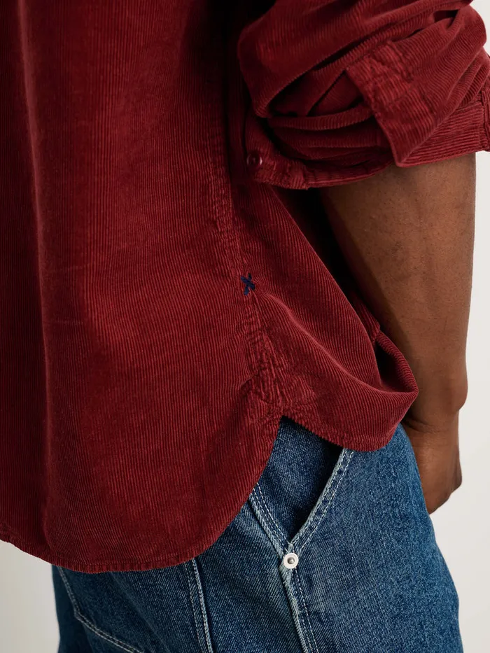 Men Alex Mill Shirts Carter Popover Shirt In Fine Wale Corduroy Dark Currant
