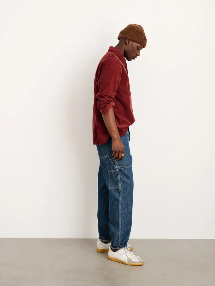 Men Alex Mill Shirts Carter Popover Shirt In Fine Wale Corduroy Dark Currant