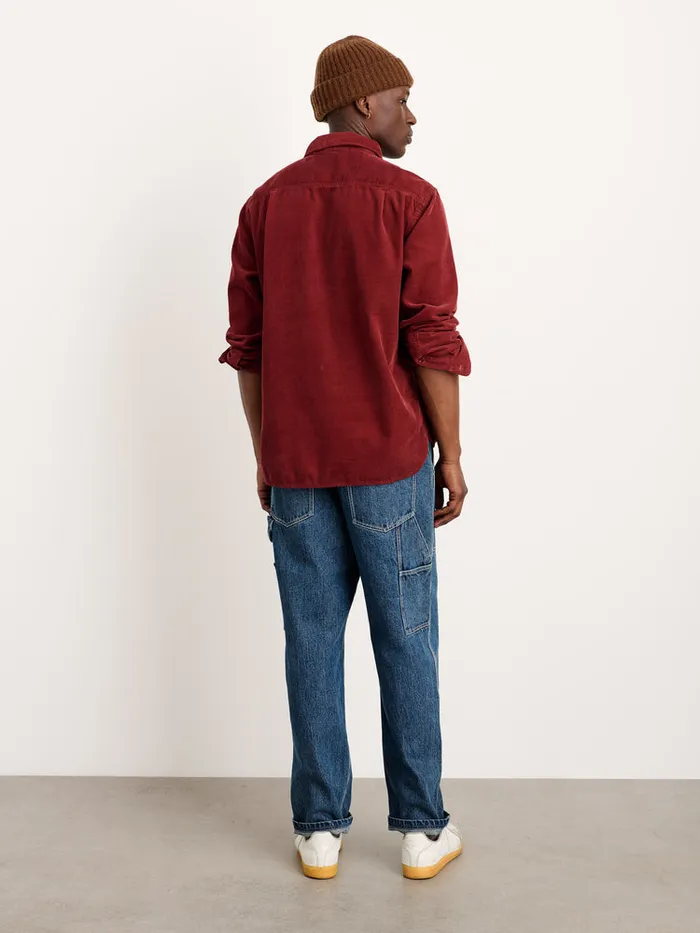 Men Alex Mill Shirts Carter Popover Shirt In Fine Wale Corduroy Dark Currant