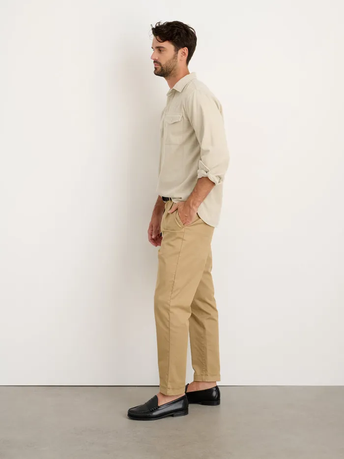 Men Alex Mill Shirts Carter Popover Shirt In Fine Wale Corduroy Light Putty