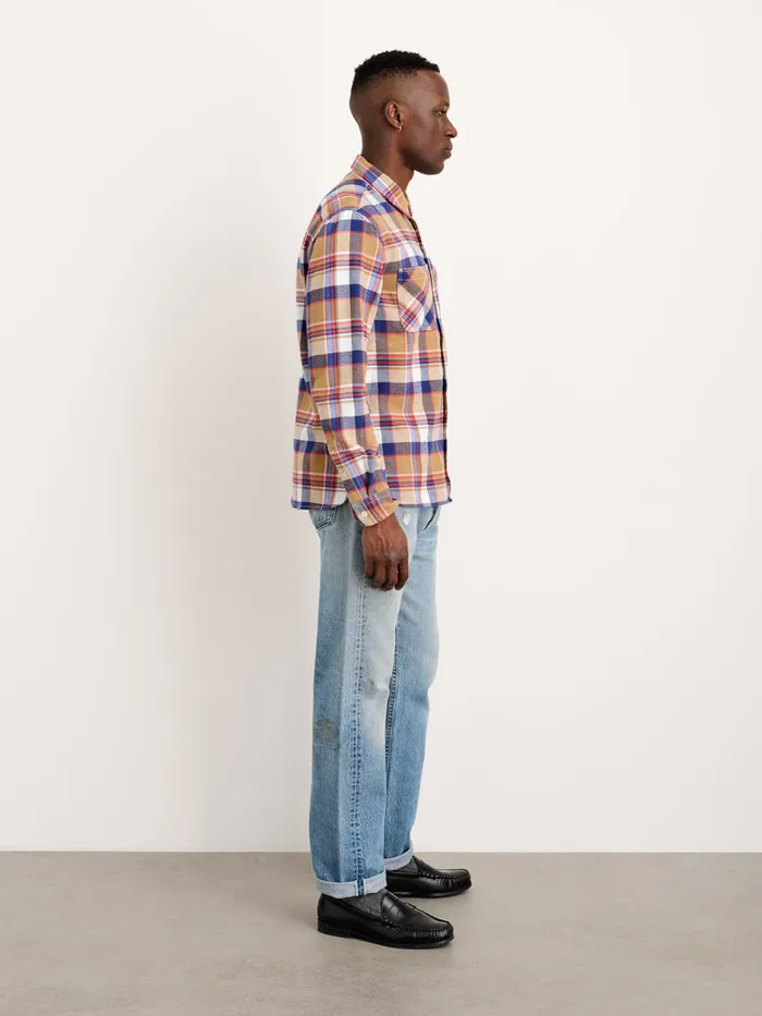 Men Alex Mill Shirts Chore Shirt In Golden Khaki Plaid Flannel