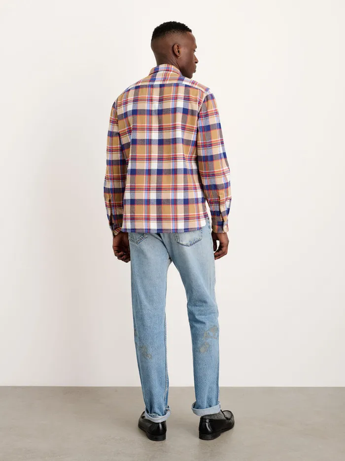Men Alex Mill Shirts Chore Shirt In Golden Khaki Plaid Flannel