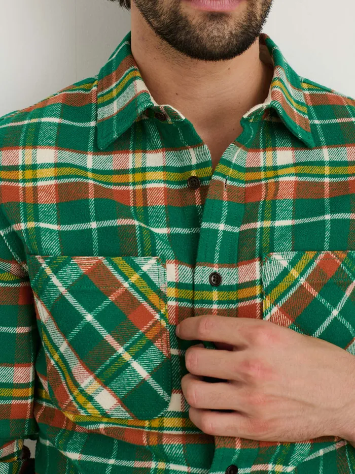 Men Alex Mill Shirts Chore Shirt In Green Plaid Flannel